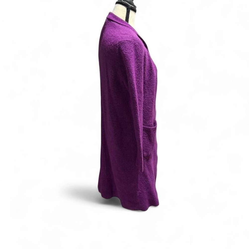 Banana Republic Purple Wool Blend Long Open Cardigan Sweater Small Pockets - Picture 3 of 7